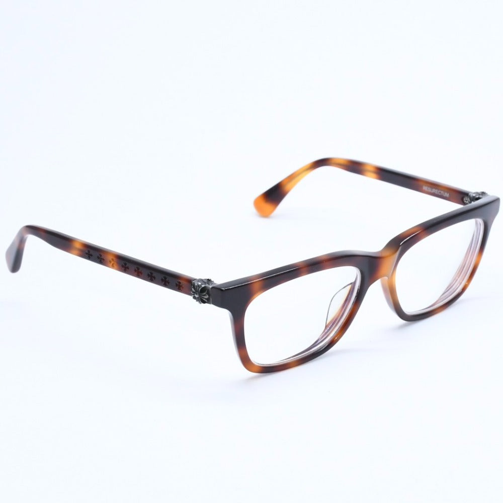 CHROME HEARTS RESURECTUM Glasses Prescription Regular Fit Wellington Type Cross CH Plus Brown Silver Hardware Good Condition Used 4a008981