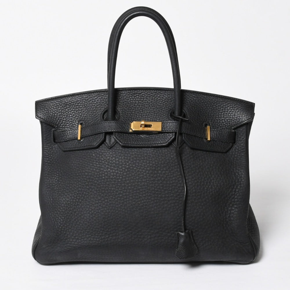 HERMES BIRKIN 35 Birkin 35 Handbag □H stamp Black Fjord Inner stitch Made in 2004 Gold hardware Good condition Used 4a009140