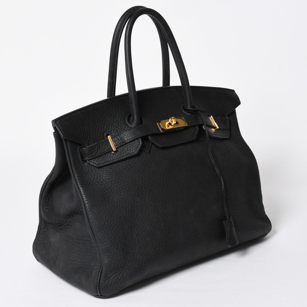 HERMES BIRKIN 35 Birkin 35 Handbag □H stamp Black Fjord Inner stitch Made in 2004 Gold hardware Good condition Used 4a009140