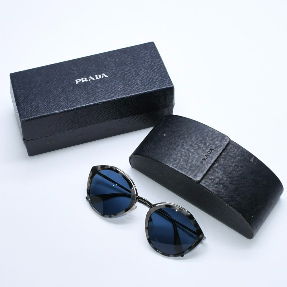 Very Good Condition PRADA Sunglasses Eyewear SPR18U Size 53□24 140 Marble Pattern Black Plastic Acetate Used 4a008518