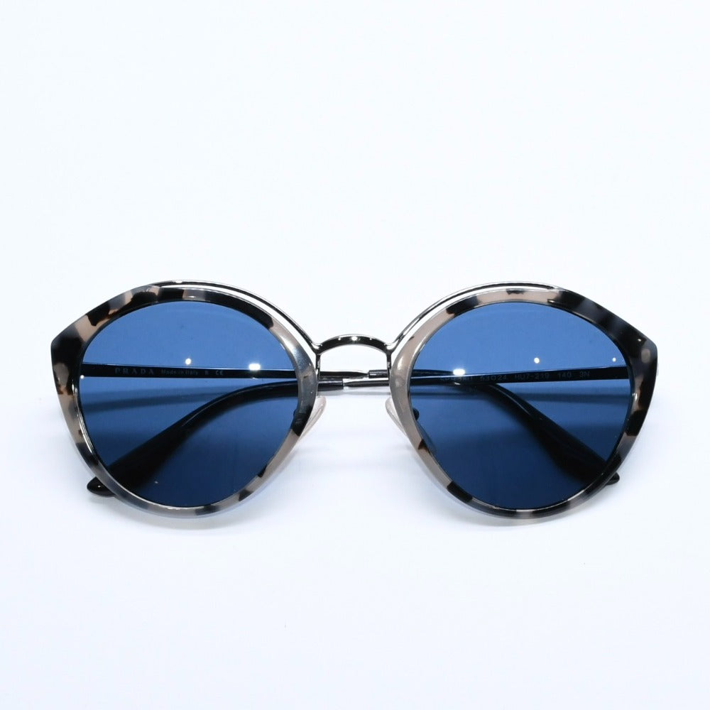 Very Good Condition PRADA Sunglasses Eyewear SPR18U Size 53□24 140 Marble Pattern Black Plastic Acetate Used 4a008518