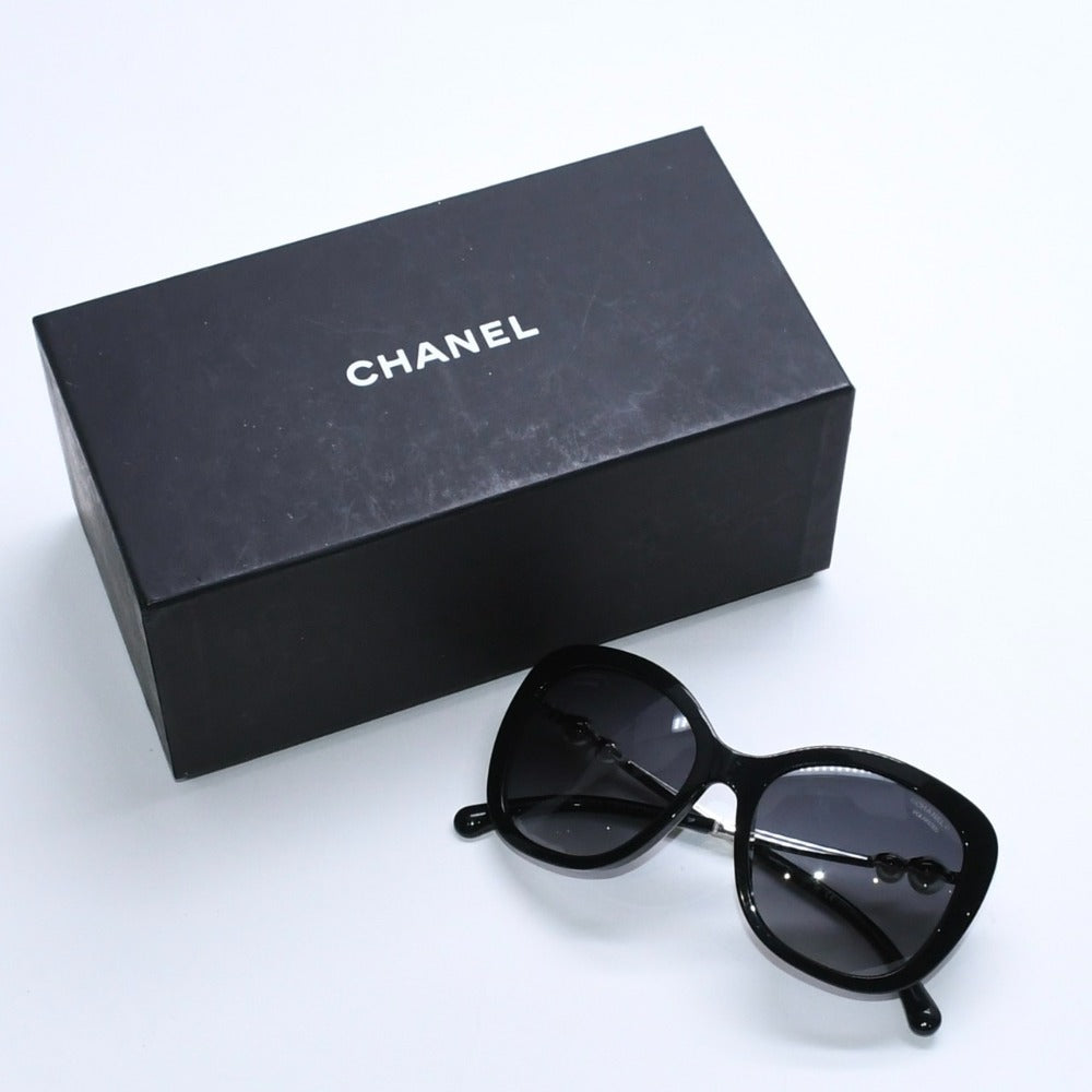 CHANEL Sunglasses Eyewear 5993-H-A c.501/S8 Size 55□18 140 Coco Mark Fake Pearl Black Good Condition Used 4a008519