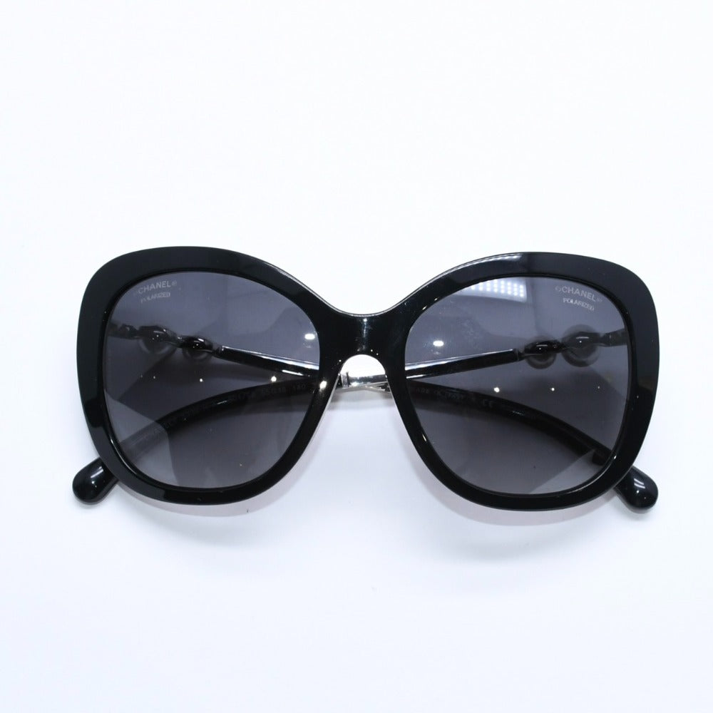 CHANEL Sunglasses Eyewear 5993-H-A c.501/S8 Size 55□18 140 Coco Mark Fake Pearl Black Good Condition Used 4a008519