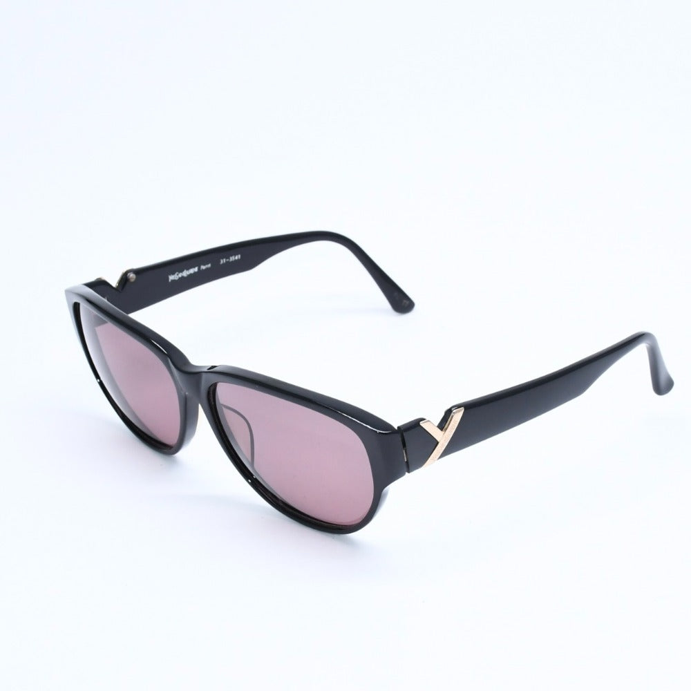 YVES SAINT LAURENT Yves Saint Laurent Sunglasses Eyewear 31-3541 Black Brown Acetate Good Condition Used 4a008462