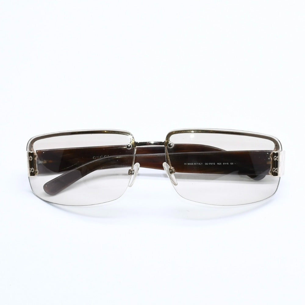 GUCCI Gucci Half Rim Sunglasses GG1797/S NQ5 Size 61□15-125 GG Logo Brown Gold Good Condition Used 4a008470