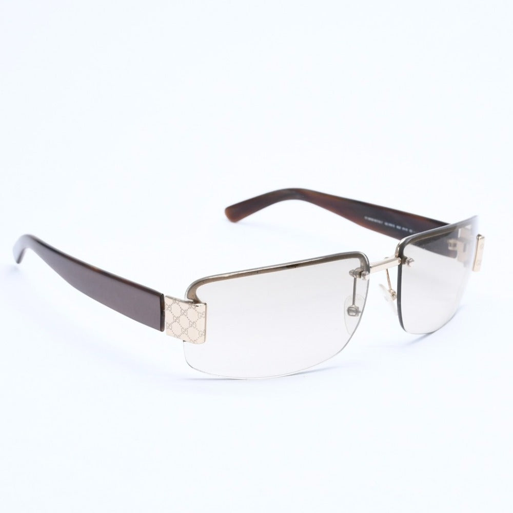 GUCCI Gucci Half Rim Sunglasses GG1797/S NQ5 Size 61□15-125 GG Logo Brown Gold Good Condition Used 4a008470