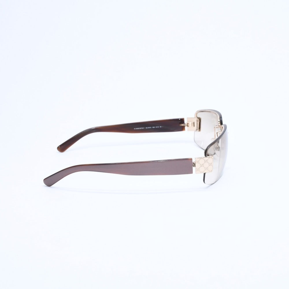 GUCCI Gucci Half Rim Sunglasses GG1797/S NQ5 Size 61□15-125 GG Logo Brown Gold Good Condition Used 4a008470