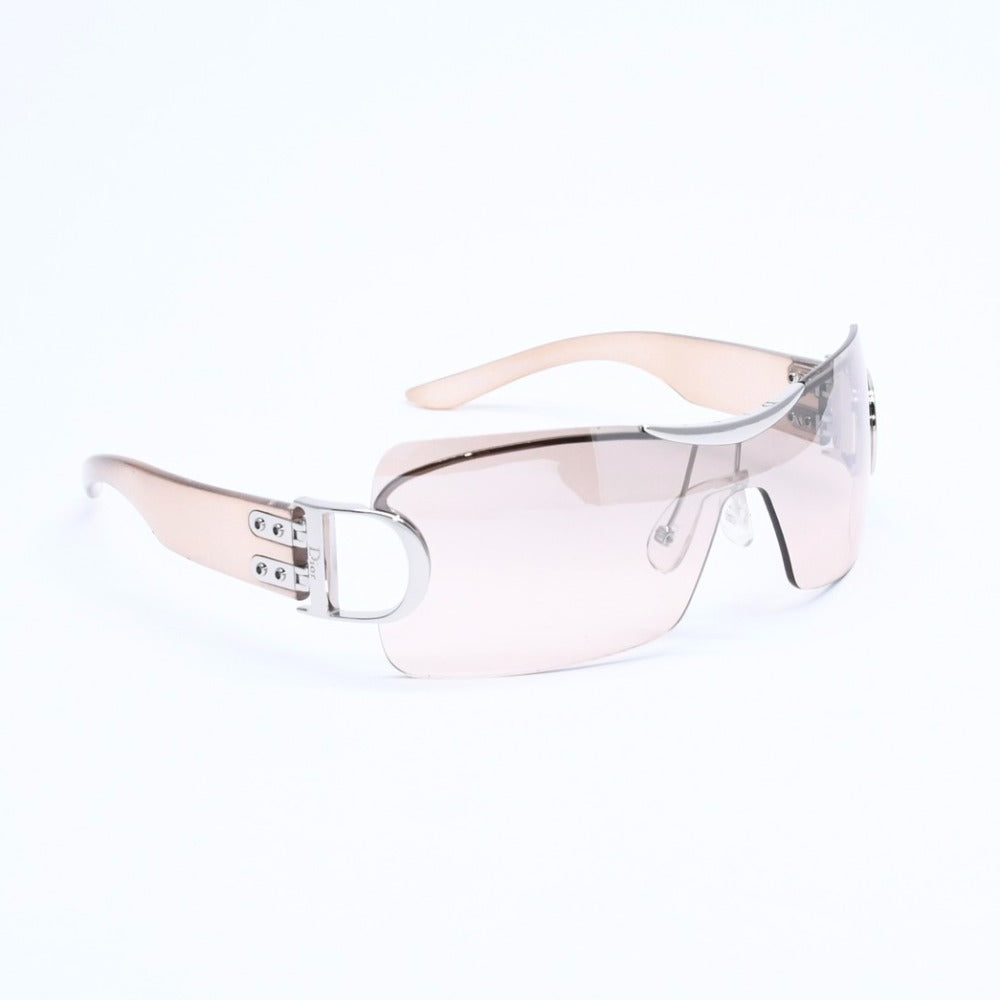 Very Good Condition Christian Dior Half Rim Sunglasses Eyewear AIRSPEED/F Size 120 D Logo Beige Used 4a008485
