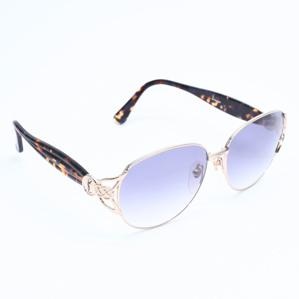 Very Good Condition YVES SAINT LAURENT YVES SAINT LAURENT Sunglasses Eyewear 31-6702 Tortoiseshell Color Gold Gray Multicolor Used 4a008444
