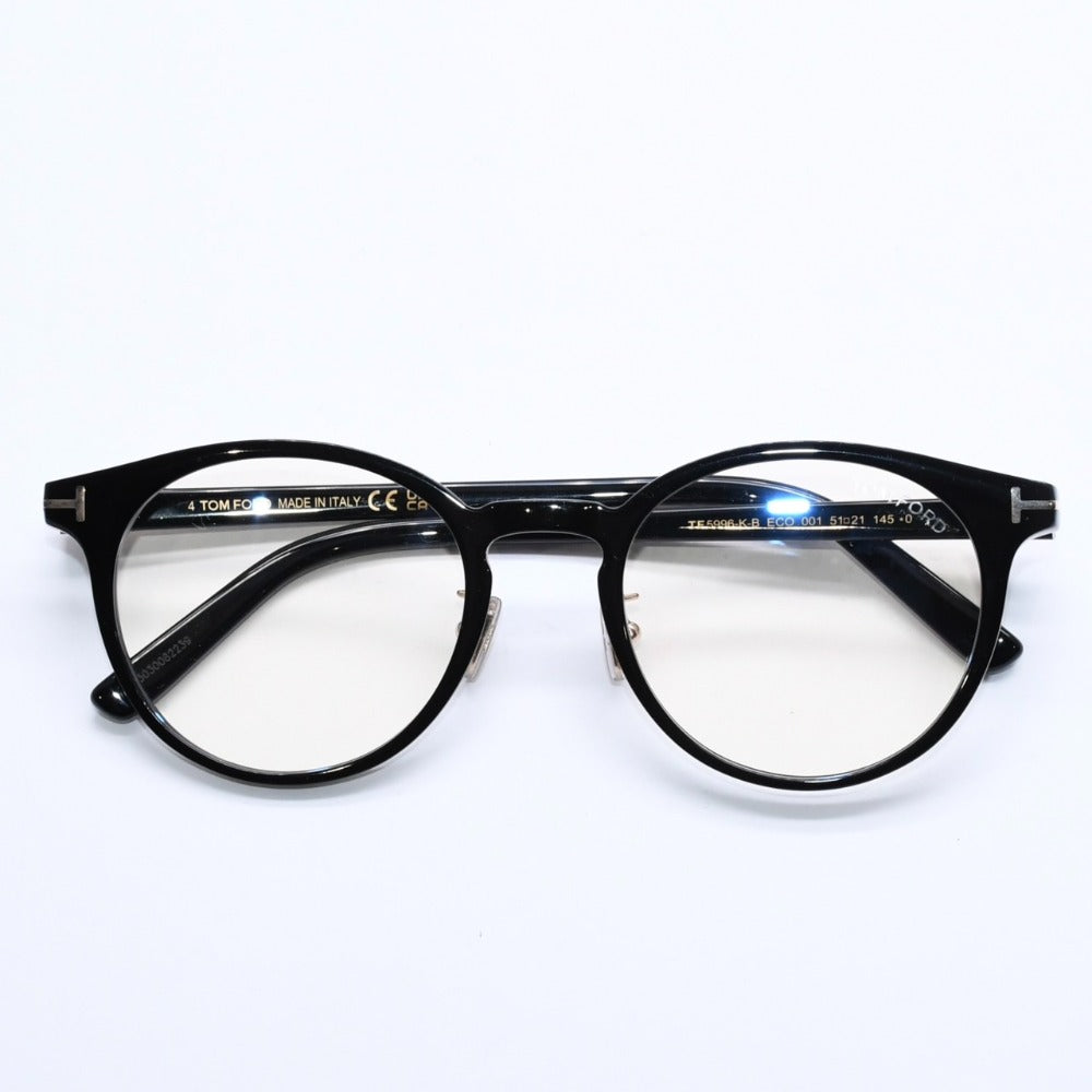 Very Good Condition TOM FORD Date Glasses Eyewear TF5996-K-B ECO 001 Size 51□21 145 Black Light Brown Used 4a008477