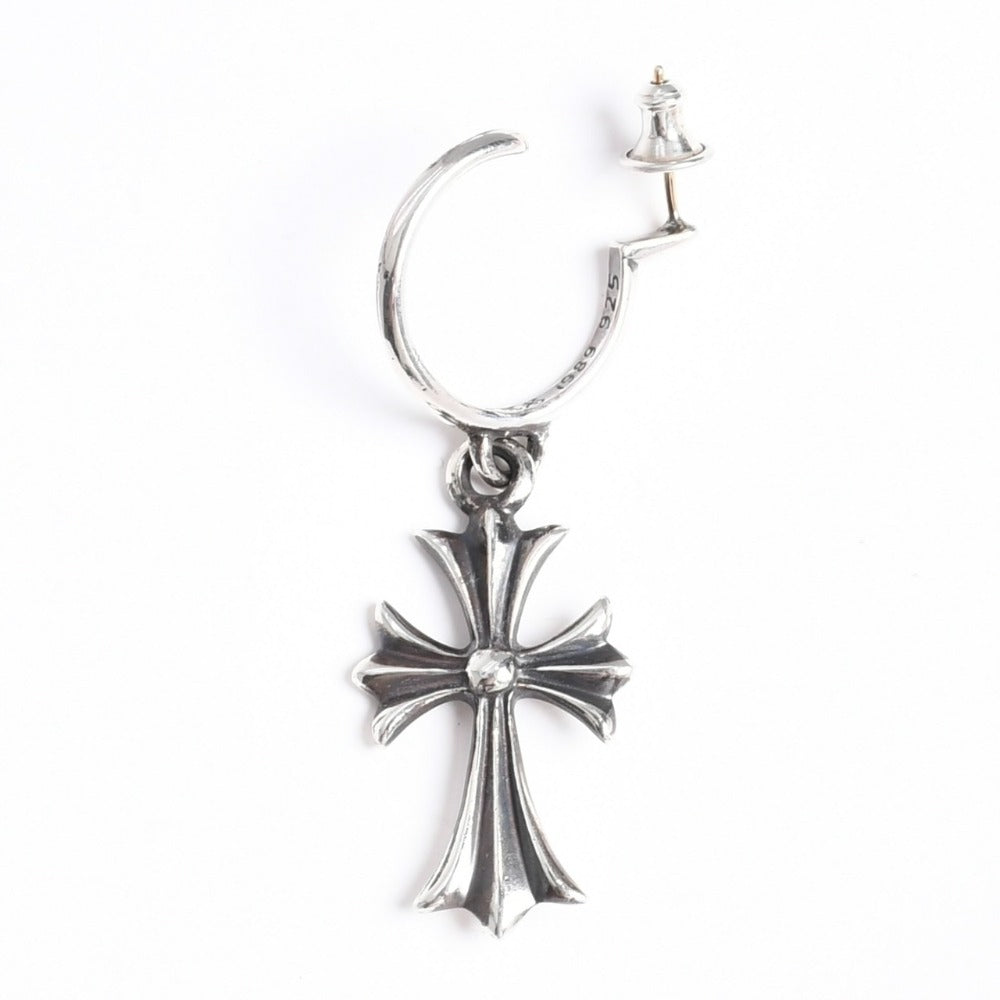 Very Good Condition CHROME HEARTS Earrings Hoop Earrings Tiny CH Cross Cross Silver 925 Used 4a009005