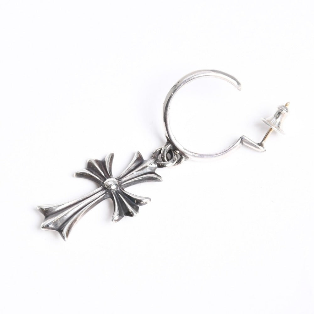 Very Good Condition CHROME HEARTS Earrings Hoop Earrings Tiny CH Cross Cross Silver 925 Used 4a009005