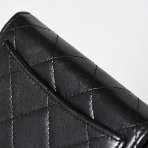 極美品 CHANEL シャネル コンパクトウォレット 二つ折り財布 コインケース カードケース 名刺入れ ココマーク キャビアスキン ブラック ゴールド金具 中古 4a004625