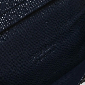 極美品 PRADA プラダ バイカラー カードケース ロゴ 2MC223 レザー ネイビー イエロー シルバー金具 中古 4a009212