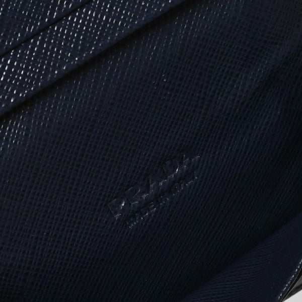 極美品 PRADA プラダ バイカラー カードケース ロゴ 2MC223 レザー ネイビー イエロー シルバー金具 中古 4a009212