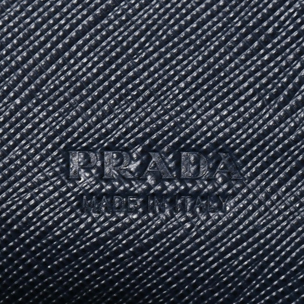 極美品 PRADA プラダ バイカラー カードケース ロゴ 2MC223 レザー ネイビー イエロー シルバー金具 中古 4a009212