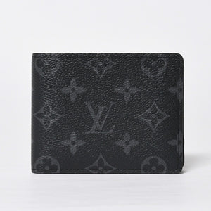 Like new LOUIS VUITTON Bifold Wallet Portefeuille Multiple M61695 Monogram Eclipse Used 4a009071