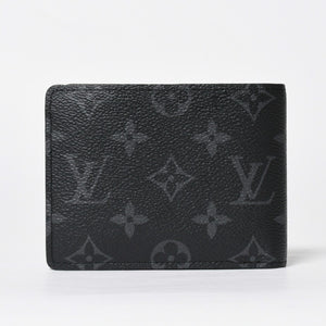 Like new LOUIS VUITTON Bifold Wallet Portefeuille Multiple M61695 Monogram Eclipse Used 4a009071