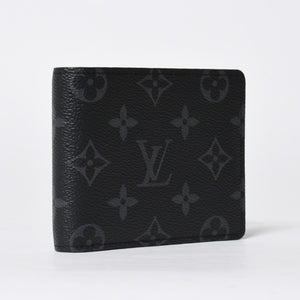 Like new LOUIS VUITTON Bifold Wallet Portefeuille Multiple M61695 Monogram Eclipse Used 4a009071