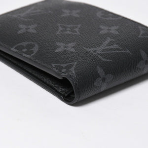 Like new LOUIS VUITTON Bifold Wallet Portefeuille Multiple M61695 Monogram Eclipse Used 4a009071