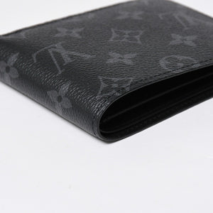 Like new LOUIS VUITTON Bifold Wallet Portefeuille Multiple M61695 Monogram Eclipse Used 4a009071