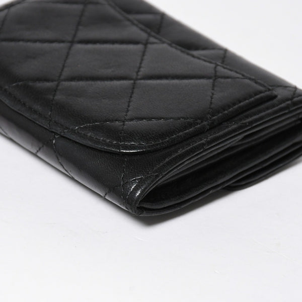 極美品 CHANEL シャネル コンパクトウォレット 二つ折り財布 コインケース カードケース 名刺入れ ココマーク キャビアスキン ブラック ゴールド金具 中古 4a004625