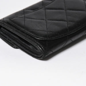 極美品 CHANEL シャネル コンパクトウォレット 二つ折り財布 コインケース カードケース 名刺入れ ココマーク キャビアスキン ブラック ゴールド金具 中古 4a004625