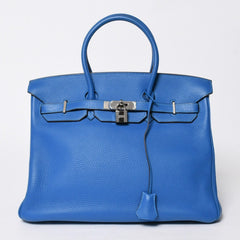 Very good condition HERMES BIRKIN Birkin 35 Mykonos Silver hardware Taurillon Clemence handbag □O stamp Used 4a009155