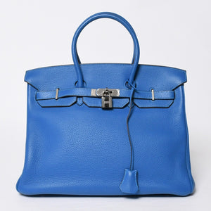 Very good condition HERMES BIRKIN Birkin 35 Mykonos Silver hardware Taurillon Clemence handbag □O stamp Used 4a009155