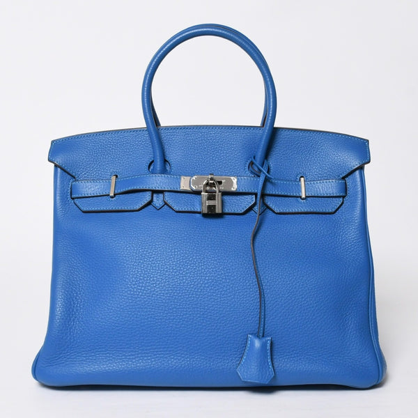Very good condition HERMES BIRKIN Birkin 35 Mykonos Silver hardware Taurillon Clemence handbag □O stamp Used 4a009155