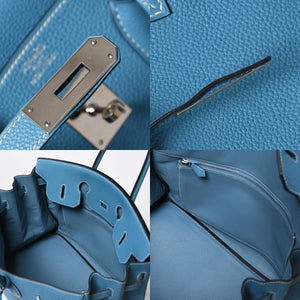 極美品 HERMES エルメス BIRKIN バーキン35 ブルージーン シルバー金具 トゴ ハンドバッグ □I刻印 中古 4a009178
