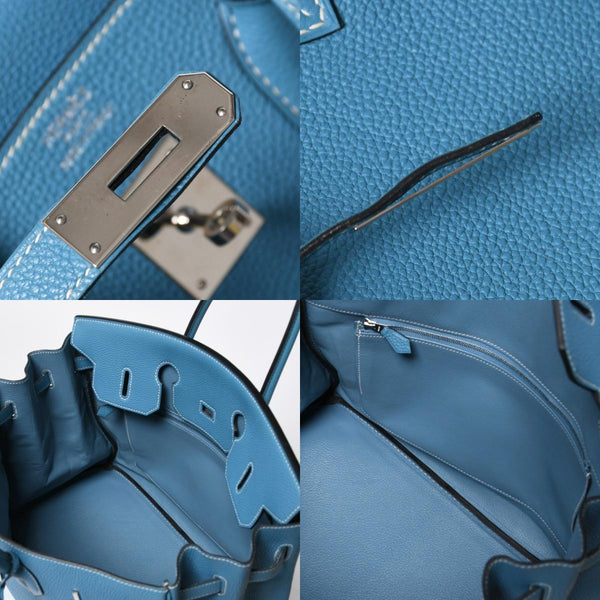 極美品 HERMES エルメス BIRKIN バーキン35 ブルージーン シルバー金具 トゴ ハンドバッグ □I刻印 中古 4a009178