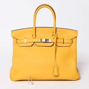 Very good condition HERMES BIRKIN Birkin 35 Soleil Silver hardware Togo handbag □M stamp Used 4a009173