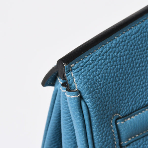 極美品 HERMES エルメス BIRKIN バーキン35 ブルージーン シルバー金具 トゴ ハンドバッグ □I刻印 中古 4a009178