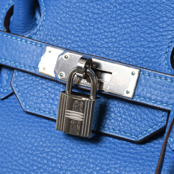 Very good condition HERMES BIRKIN Birkin 35 Mykonos Silver hardware Taurillon Clemence handbag □O stamp Used 4a009155