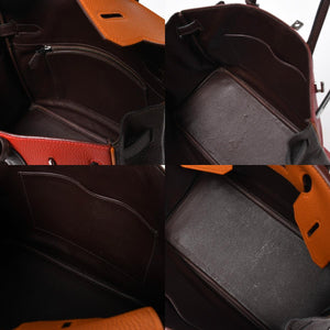 極美品 HERMES エルメス Haut a Courroies 28 オータクロア 28 ハンドバッグ □J刻印 トゴ トリヨンクレマンス ショコラ ルージュ ルテニウム金具 中古 4a009177