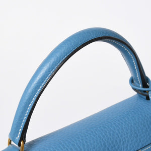 Very good condition HERMES Kelly 32 Inner stitching Blue Jean □B stamp Gold hardware Taurillon Clemence Handbag 2WAY Used 4a009172