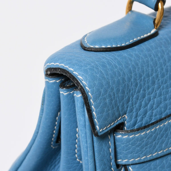 Very good condition HERMES Kelly 32 Inner stitching Blue Jean □B stamp Gold hardware Taurillon Clemence Handbag 2WAY Used 4a009172