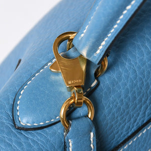 Very good condition HERMES Kelly 32 Inner stitching Blue Jean □B stamp Gold hardware Taurillon Clemence Handbag 2WAY Used 4a009172