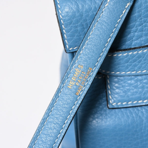 Very good condition HERMES Kelly 32 Inner stitching Blue Jean □B stamp Gold hardware Taurillon Clemence Handbag 2WAY Used 4a009172