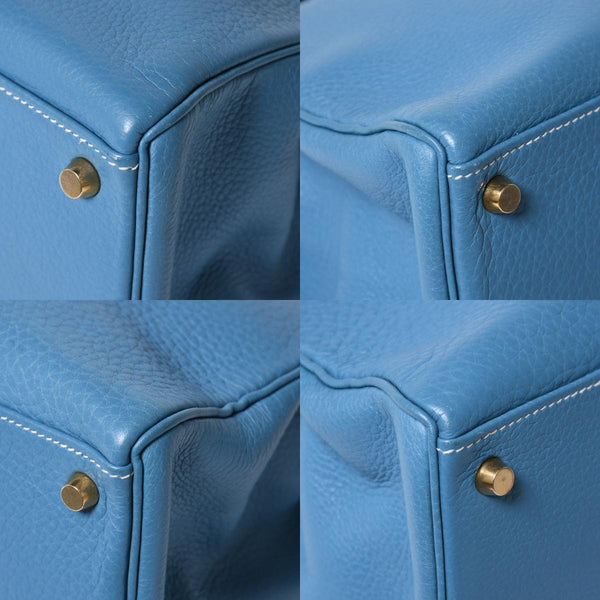 Very good condition HERMES Kelly 32 Inner stitching Blue Jean □B stamp Gold hardware Taurillon Clemence Handbag 2WAY Used 4a009172