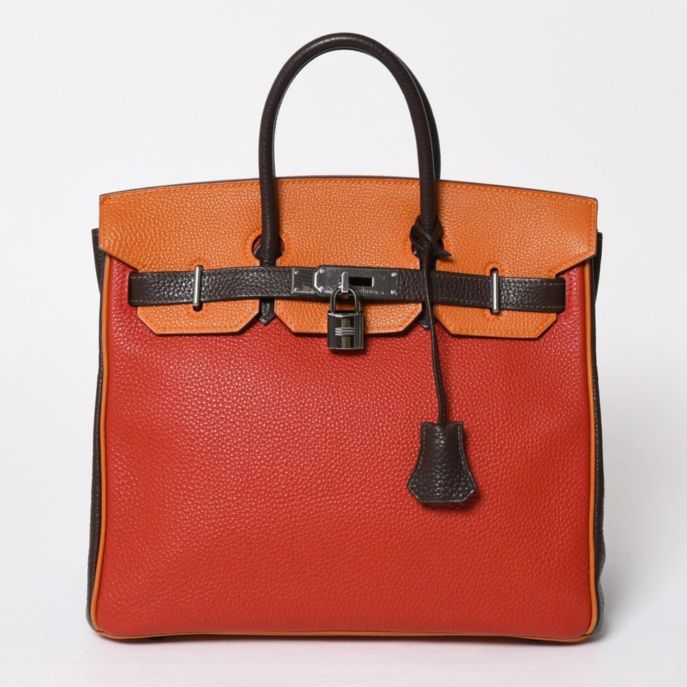 Very good condition HERMES Haut a Courroies 28 Haut a Courroies 28 Handbag □J engraved Togo Taurillon Clemence Chocolat Rouge Ruthenium hardware Used 4a009177