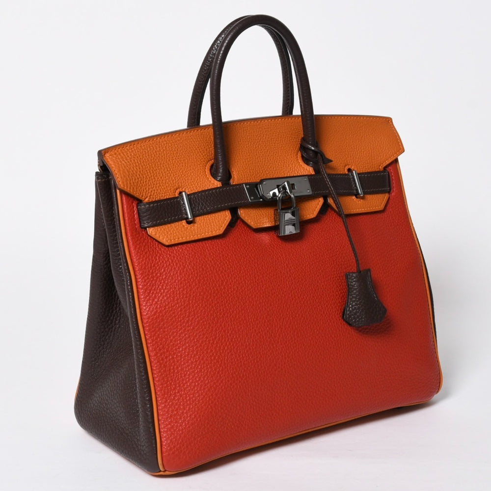 Very good condition HERMES Haut a Courroies 28 Haut a Courroies 28 Handbag □J engraved Togo Taurillon Clemence Chocolat Rouge Ruthenium hardware Used 4a009177