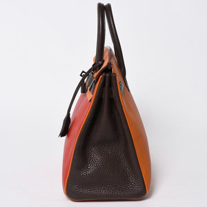 極美品 HERMES エルメス Haut a Courroies 28 オータクロア 28 ハンドバッグ □J刻印 トゴ トリヨンクレマンス ショコラ ルージュ ルテニウム金具 中古 4a009177