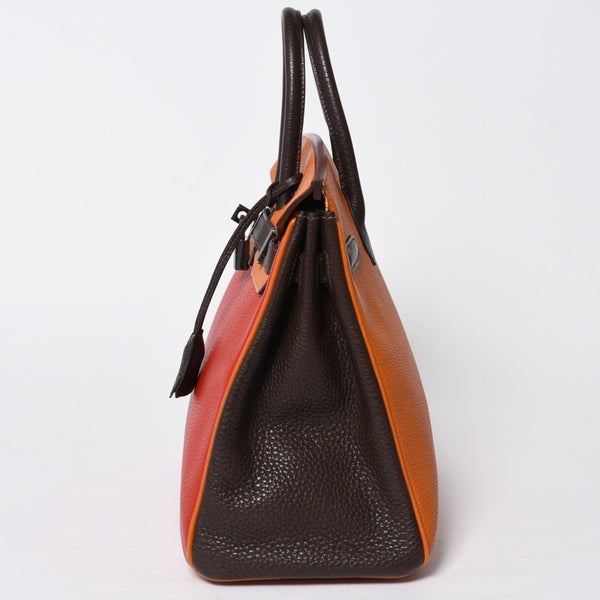 極美品 HERMES エルメス Haut a Courroies 28 オータクロア 28 ハンドバッグ □J刻印 トゴ トリヨンクレマンス ショコラ ルージュ ルテニウム金具 中古 4a009177