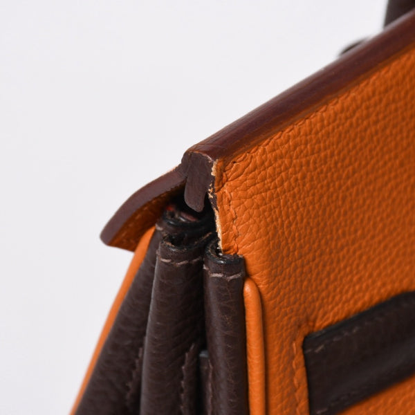 極美品 HERMES エルメス Haut a Courroies 28 オータクロア 28 ハンドバッグ □J刻印 トゴ トリヨンクレマンス ショコラ ルージュ ルテニウム金具 中古 4a009177