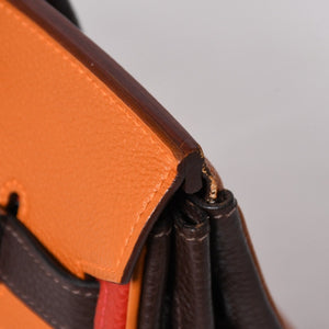 極美品 HERMES エルメス Haut a Courroies 28 オータクロア 28 ハンドバッグ □J刻印 トゴ トリヨンクレマンス ショコラ ルージュ ルテニウム金具 中古 4a009177