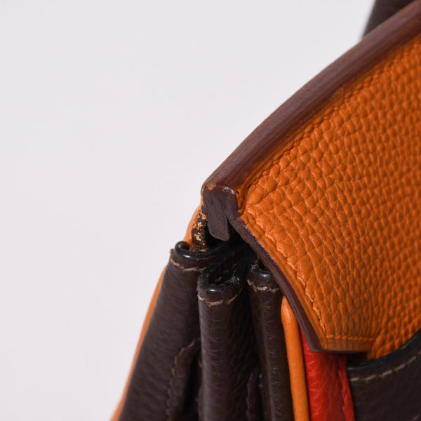 極美品 HERMES エルメス Haut a Courroies 28 オータクロア 28 ハンドバッグ □J刻印 トゴ トリヨンクレマンス ショコラ ルージュ ルテニウム金具 中古 4a009177