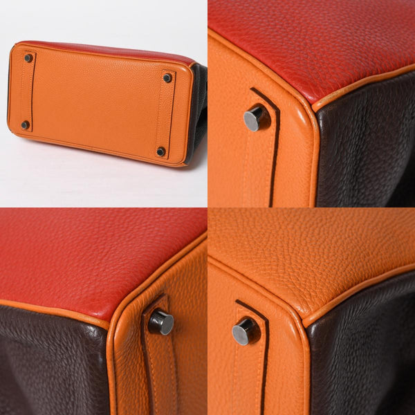 極美品 HERMES エルメス Haut a Courroies 28 オータクロア 28 ハンドバッグ □J刻印 トゴ トリヨンクレマンス ショコラ ルージュ ルテニウム金具 中古 4a009177