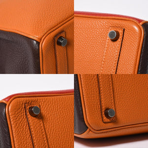極美品 HERMES エルメス Haut a Courroies 28 オータクロア 28 ハンドバッグ □J刻印 トゴ トリヨンクレマンス ショコラ ルージュ ルテニウム金具 中古 4a009177